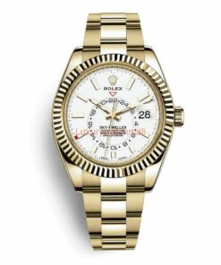 Replica Rolex Sky-Dweller Yellow Gold Fluted Bezel