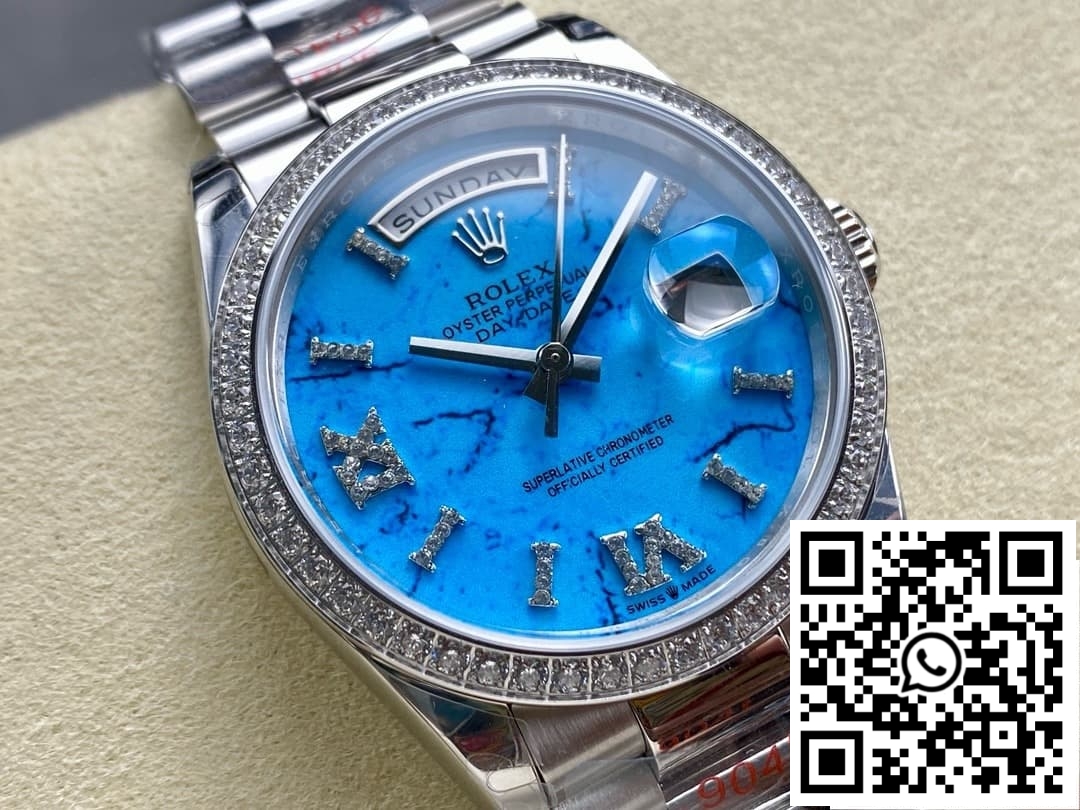 Replica Rolex Day-Date Model M128396Tbr-0016 8+ Factory Stainless Steel Strap 4 Replica Rolex Day-Date Model M128396Tbr-0016 8+ Factory Stainless Steel Strap 4