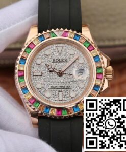Replica Rolex Oyster Perpetual Yacht Master 116695 Silver Diamonds Dial