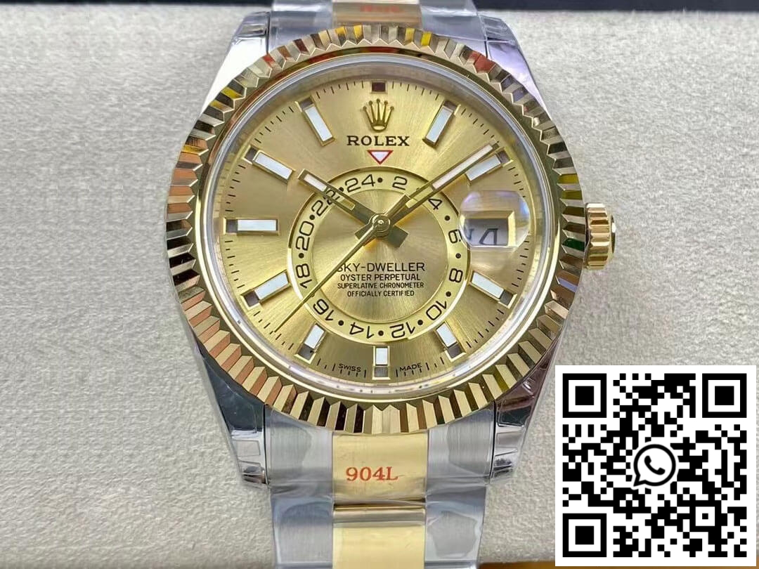 Replica Rolex Sky Dweller M326933-0001 V2 Noob Factory Champagne Dial 4 Replica Rolex Sky Dweller M326933-0001 V2 Noob Factory Champagne Dial 4