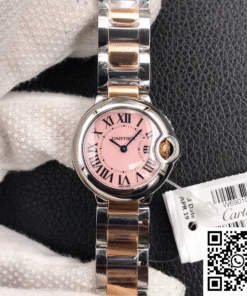 Replica Ballon Bleu De Cartier Ladies 28Mm V6 Factory V8 Pink Dial