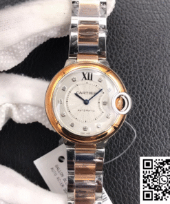 Replica Ballon Bleu De Cartier Ladies 28Mm V6 Factory V8 Rose Gold Bezel