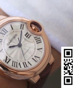 Replica Ballon Bleu De Cartier Ladies 33Mm V6 Factory 18K Rose Gold Case White Dial 2