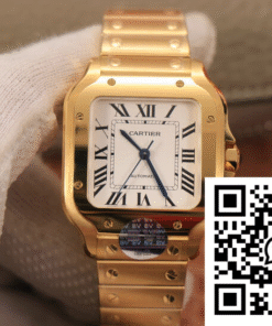 Replica Cartier De Santos Wssa0010 Bv Factory 18K Gold White Dial