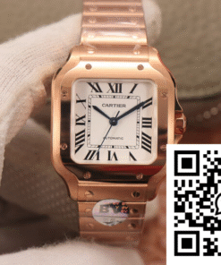Replica Cartier De Santos Wssa0010 Bv Factory 18K Rose Gold White Dial