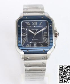 Replica Santos De Cartier Gf Factory Stainless Steel Blue Dial