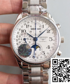 Replica Longines Master Collection Moonphase Chronograph L2.673.4.78.6 Jf Factory White Dial