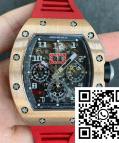 Replica Richard Mille Rm011 Kv Factory Titanium Case Red Strap