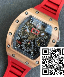 Replica Richard Mille Rm011 Kv Factory Titanium Case Red Strap 2