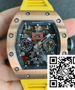Replica Richard Mille Rm011 Kv Factory Titanium Yellow Rubber Strap