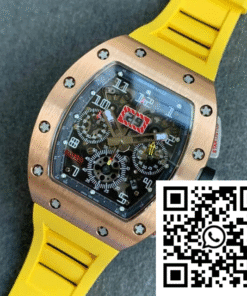 Replica Richard Mille Rm011 Kv Factory Titanium Yellow Rubber Strap 2