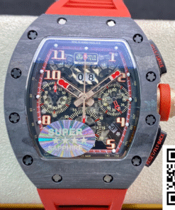 Replica Richard Mille Rm011 Kv Factory V3 Red Rubber Strap