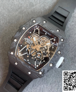 Replica Richard Mille Rm035-02 Kv Factory Carbon Fiber Black Rubber Strap 2