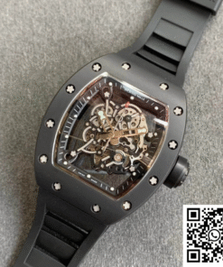Replica Richard Mille Rm055 Kv Factory V2 Black Ceramic Rubber Strap 2