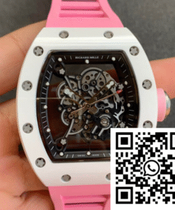 Replica Richard Mille Rm055 Kv Factory V2 Pink Rubber Strap