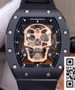 Replica Richard Mille Rm52-01 Tourbillon Jb Factory Rose Gold Skull Dial